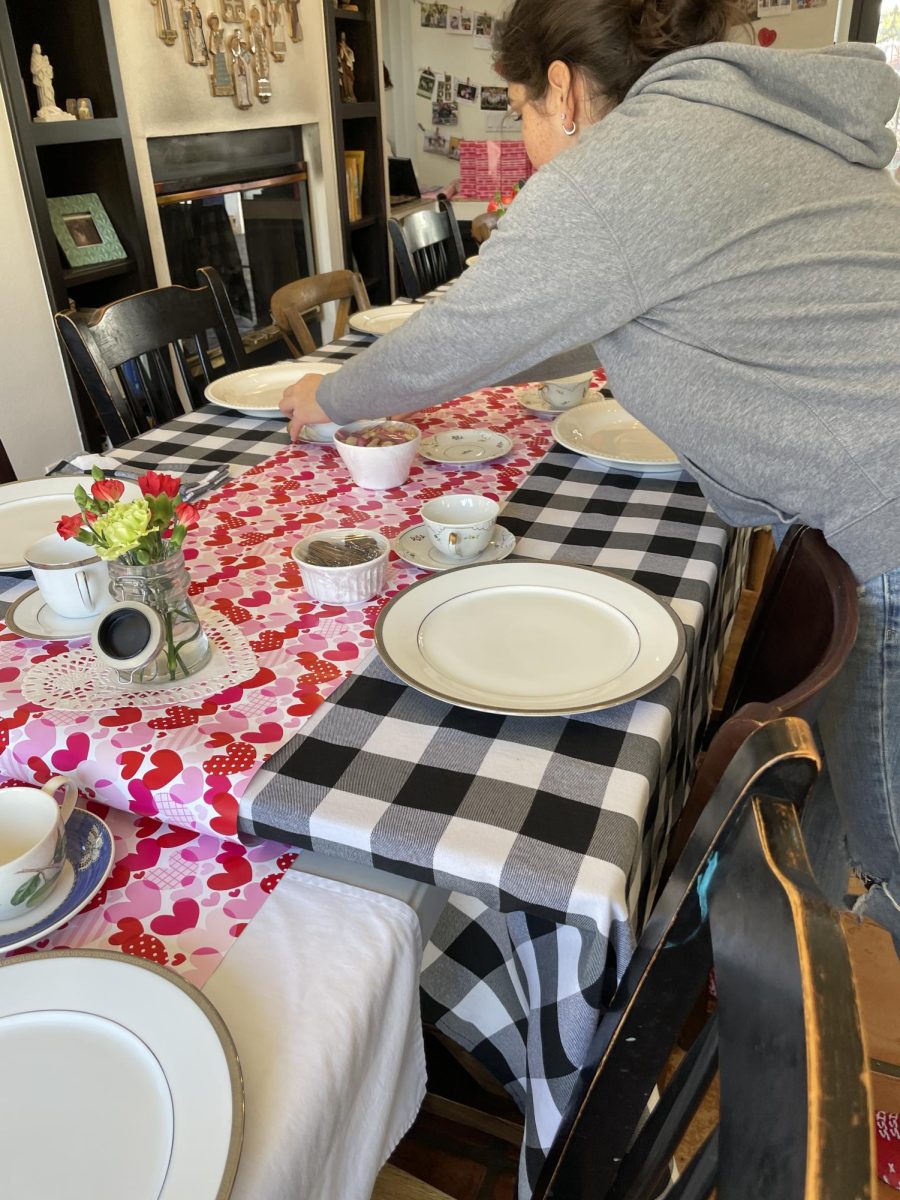 My sister, Giuliana Pascale, helping to set the table for the tea party. 