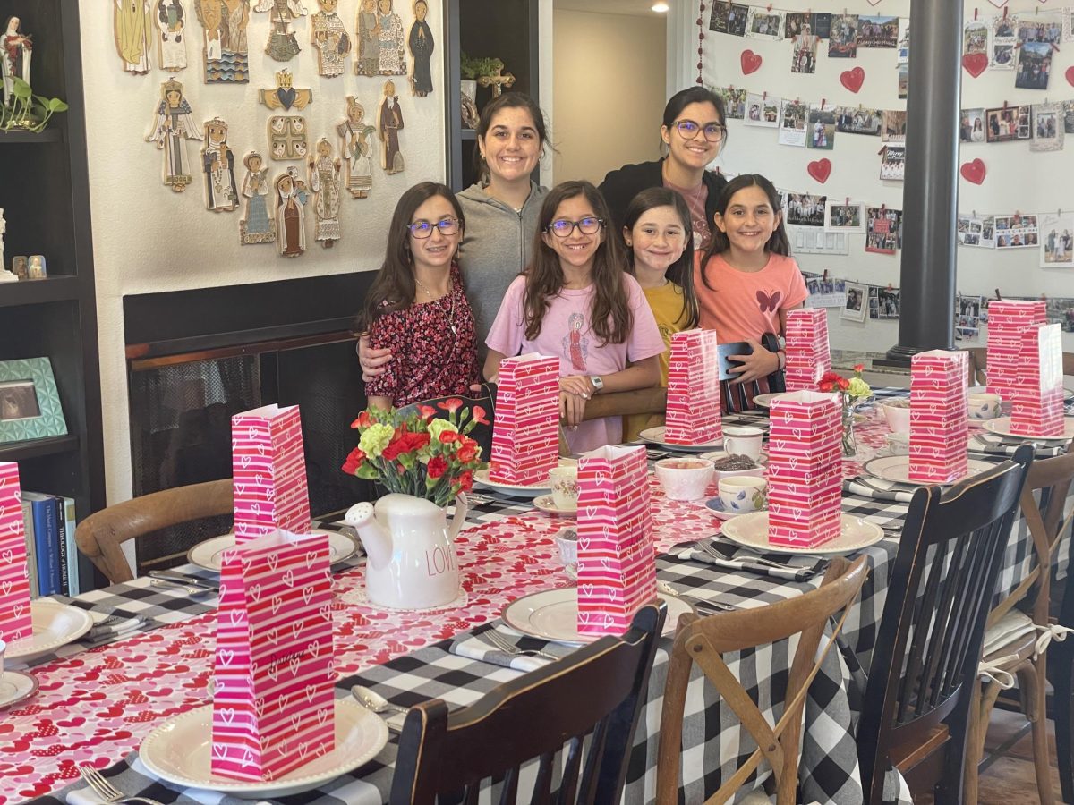 A few of my sisters and I after setting up for the tea party. 