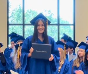 Hannah Lopez at her 2024 graduation hosted at Thomas Aquinas College. 